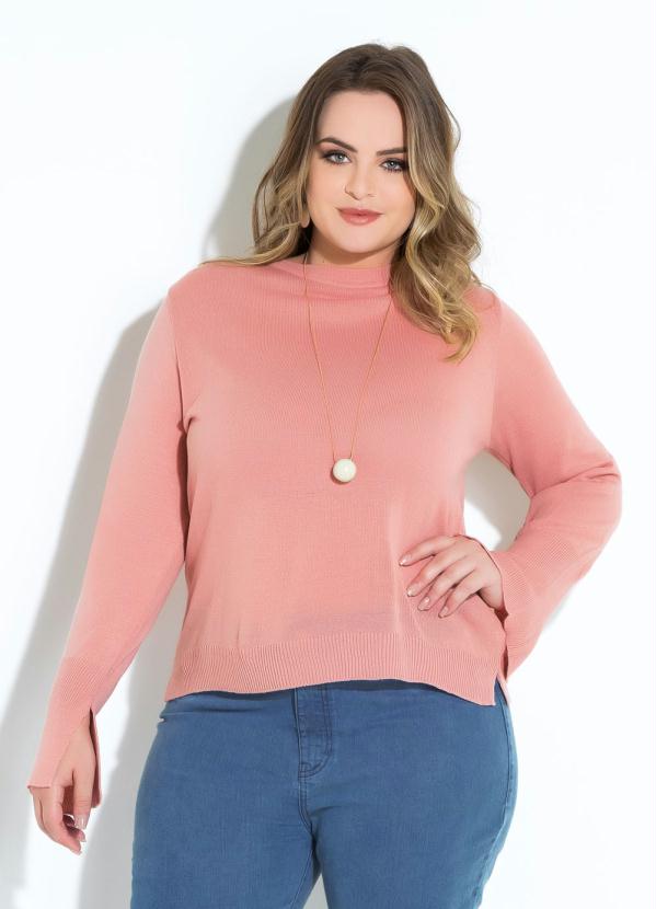 Quintess - Suéter de Tricô Rosê com Fendas nas Laterais 7