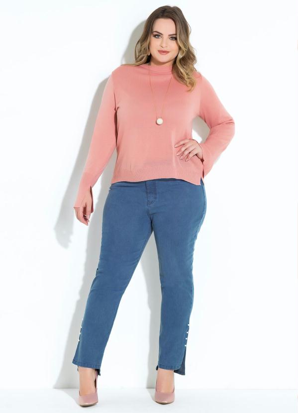 Quintess - Suéter de Tricô Rosê com Fendas nas Laterais 9