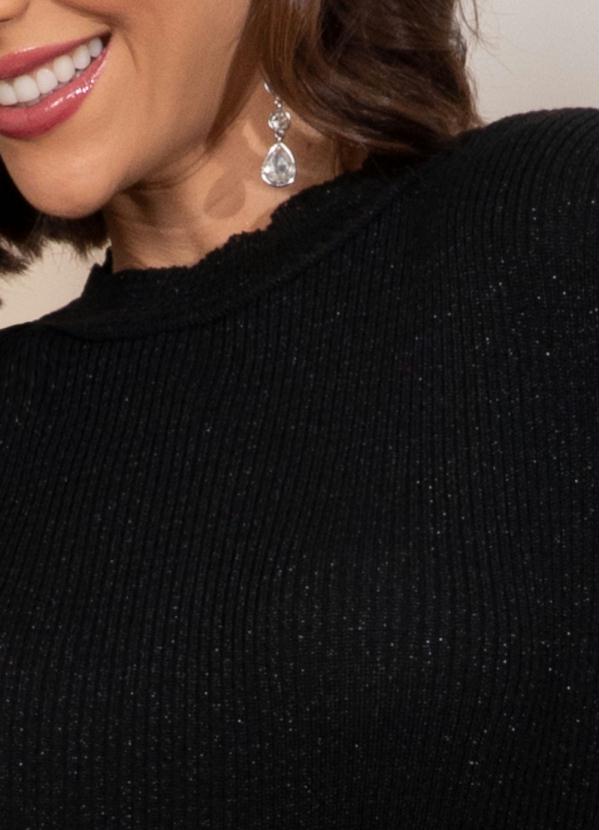 Quintess - Tricô Preto com Gola e Fios Metalizados 3