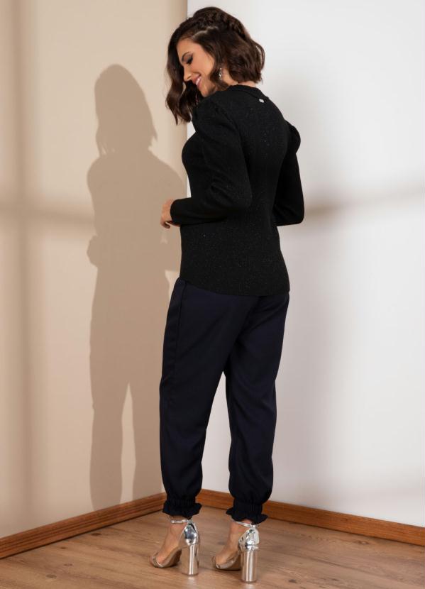 Quintess - Tricô Preto com Gola e Fios Metalizados 5