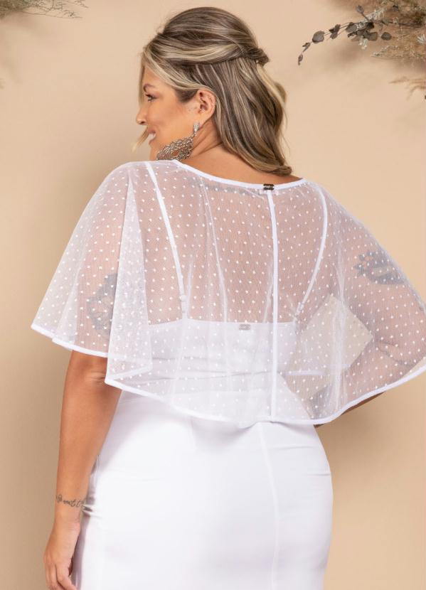 Quintess - Blusa Capa Branca em Tule Decorado 7