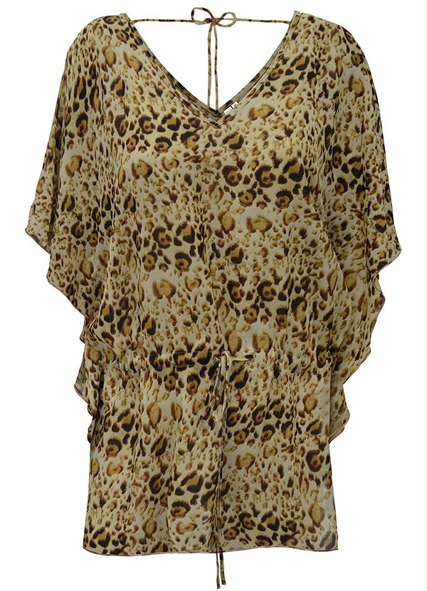 Outlet - Túnica Saída de Praia Animal Print Marrom 3
