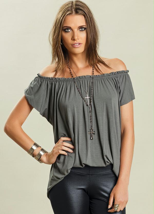 Quintess - Túnica Ampla Mullet Cinza