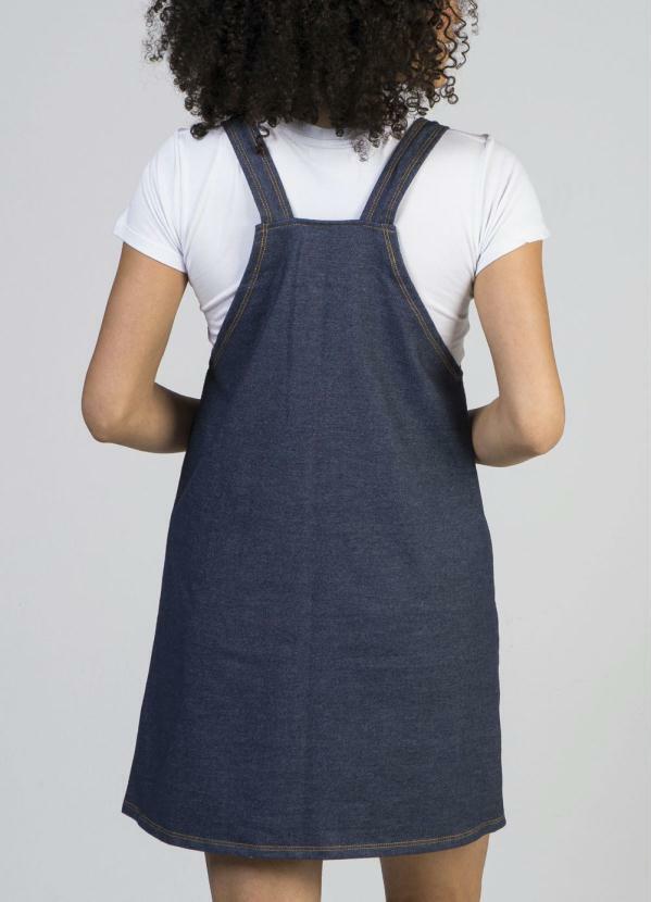 Agora Sou Mãe Jardineira Salopete Jeans de Moletom Índigo