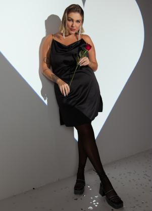 Quintess - Sleep Dress Preto com Alças de Corrente - QUINTESS