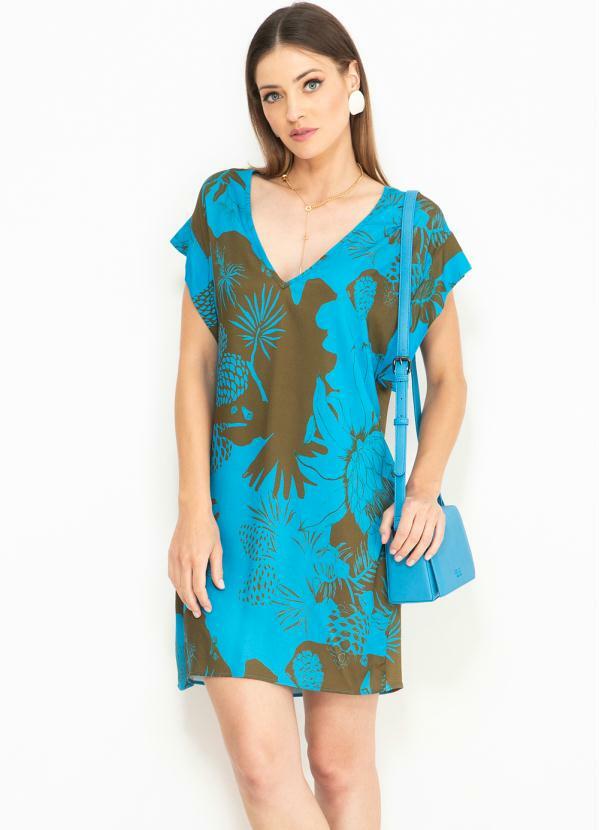 TShirt Dress de Viscose Estampado Azul You Premium