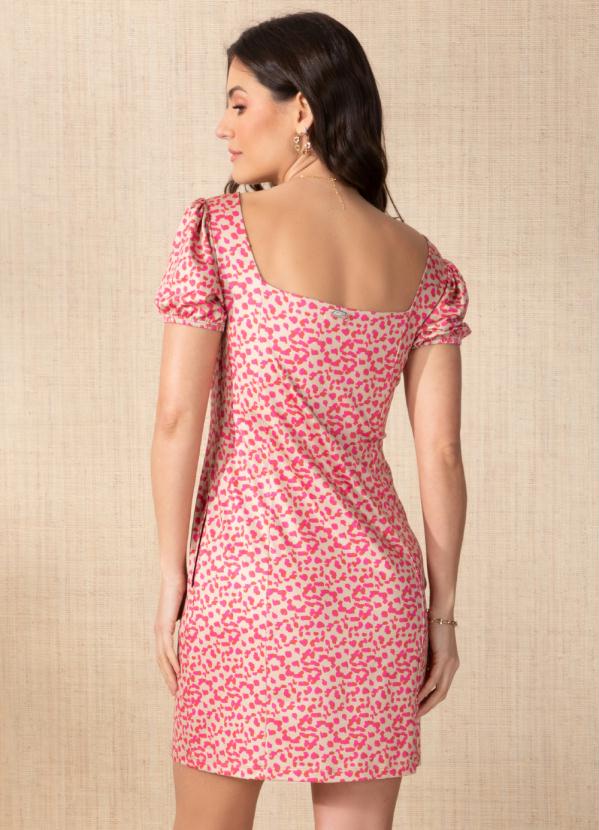 Quintess - Vestido Abstrato Bege com Bolsos 2