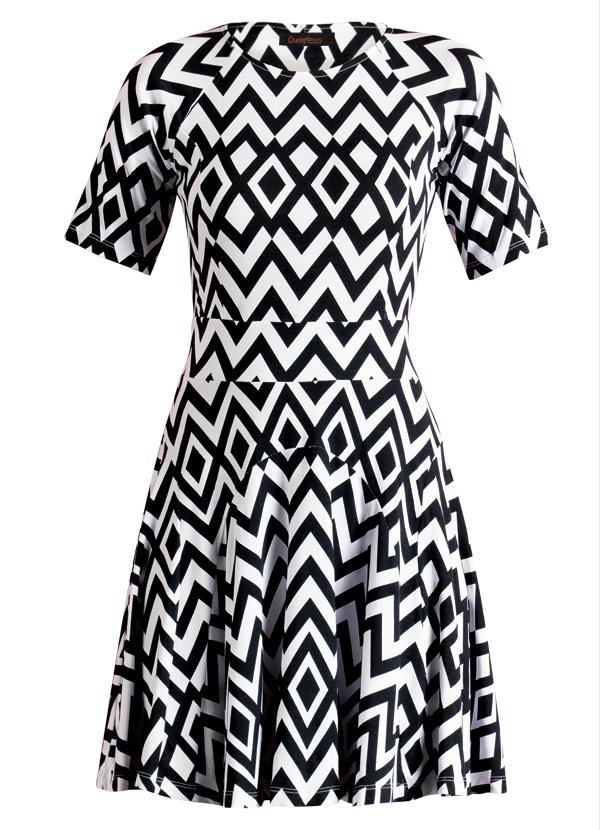 Quintess - Vestido Acinturado Estampa Zig Zag 5