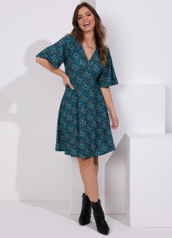 Quintess - Vestido Animal Print com Decote Transpassado 3