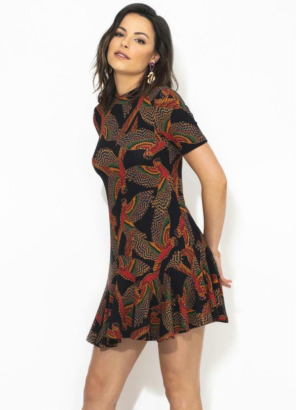 Farm - Vestido Araras Ancestrais Preto