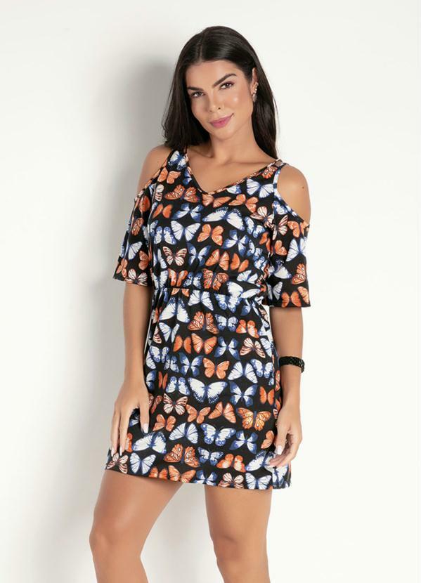 Vestido Borboleta Preta Queima De Estoque