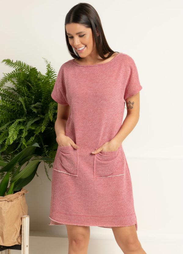 Quintess - Vestido Bordô com Bolsos Frontais