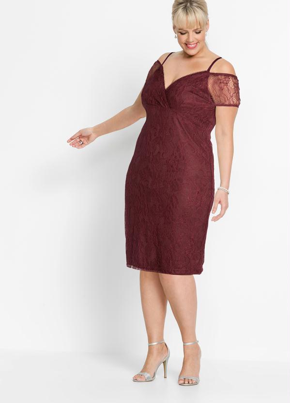 bonprix - Vestido Bordô de Renda 10