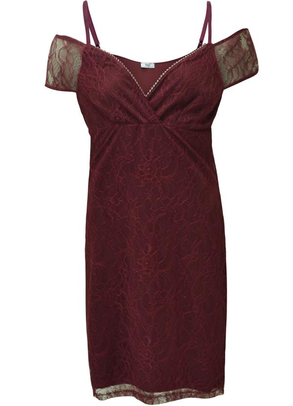 bonprix - Vestido Bordô de Renda 13