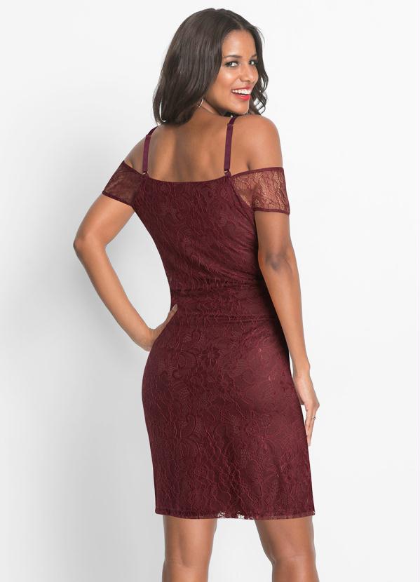 bonprix - Vestido Bordô de Renda 2
