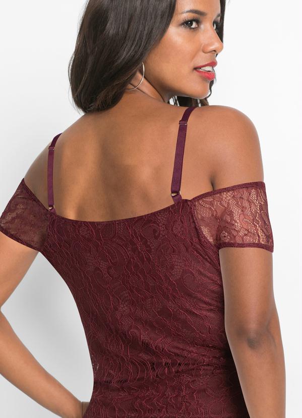 bonprix - Vestido Bordô de Renda 4
