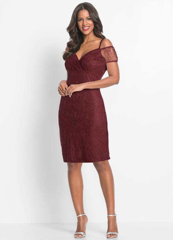bonprix - Vestido Bordô de Renda 5