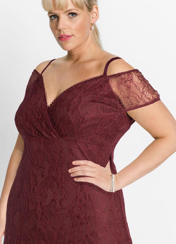 bonprix - Vestido Bordô de Renda 9
