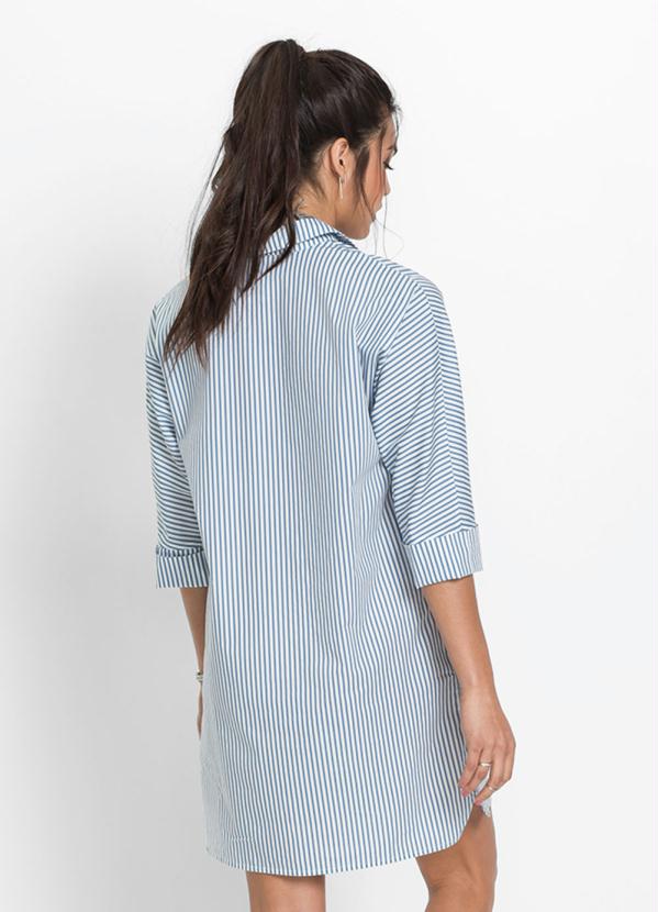 bonprix - Vestido Chemise Listrado Azul 2