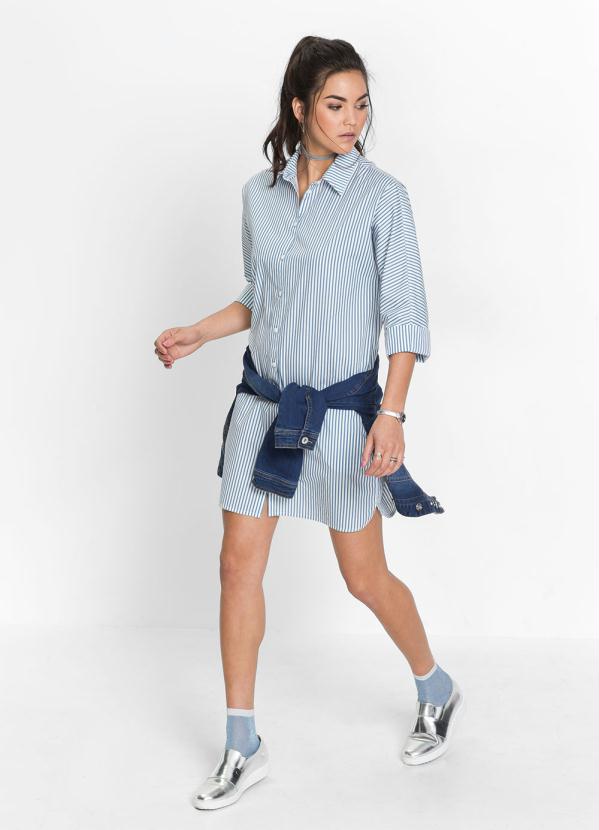 bonprix - Vestido Chemise Listrado Azul 3
