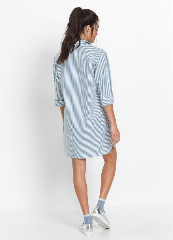 bonprix - Vestido Chemise Listrado Azul 4
