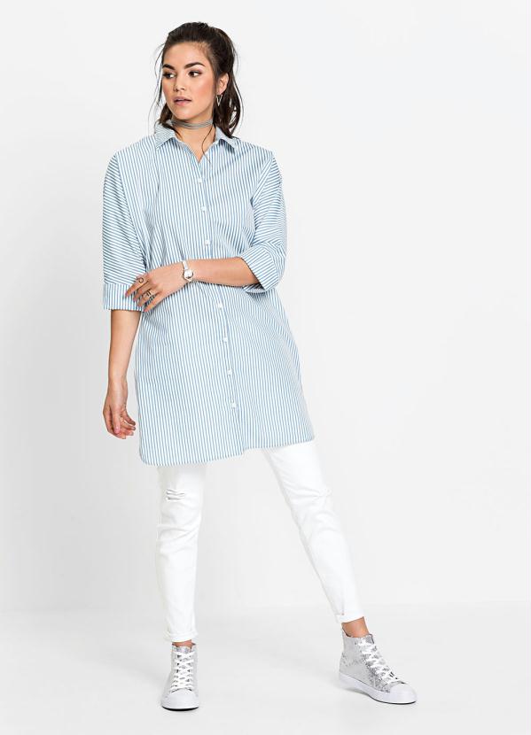 bonprix - Vestido Chemise Listrado Azul 5
