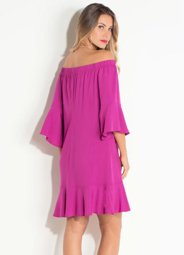 Quintess - Vestido Ciganinha Fucsia com Babados 2