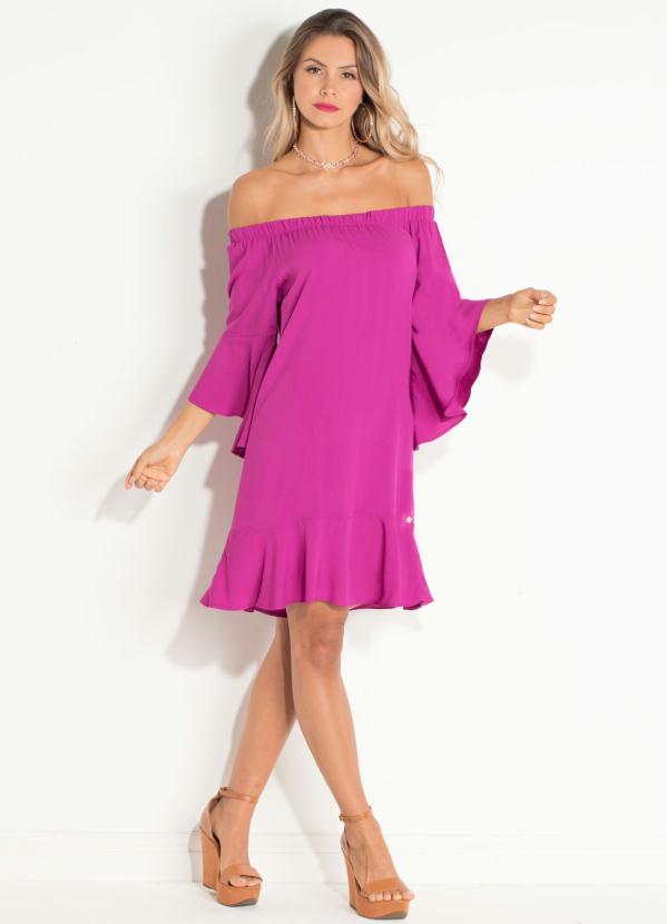 Quintess - Vestido Ciganinha Fucsia com Babados 3