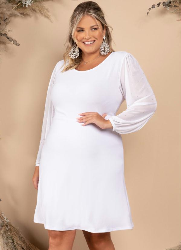 Quintess - Vestido Clássico Branco com Transparência 7