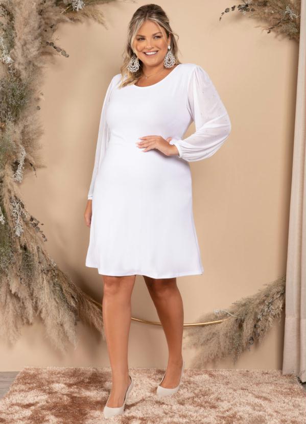 Quintess - Vestido Clássico Branco com Transparência 9