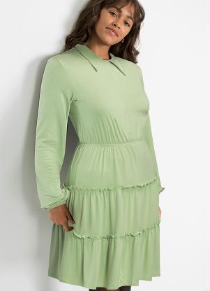 bonprix - Vestido com Babado Verde - BONPRIX