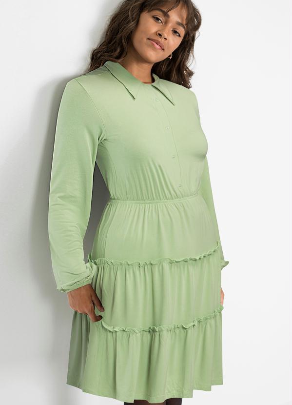 bonprix - Vestido com Babado Verde
