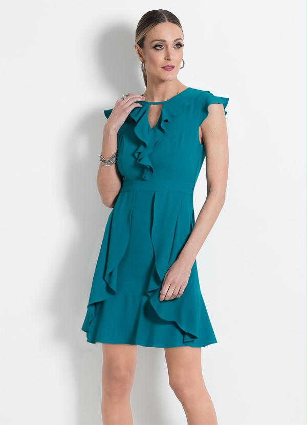 Multimarcas - Vestido com Babados Mink Turquesa