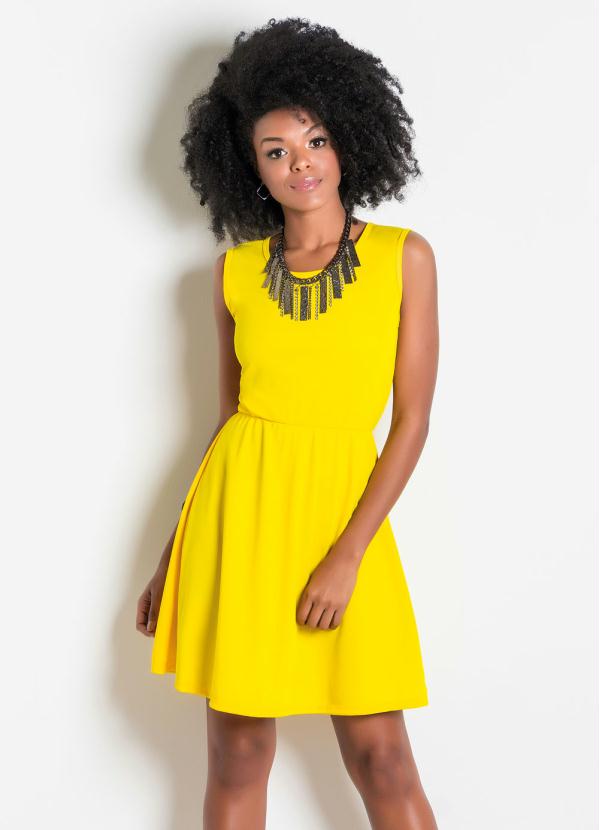Outlet - Vestido com Laço nas Costas Amarelo