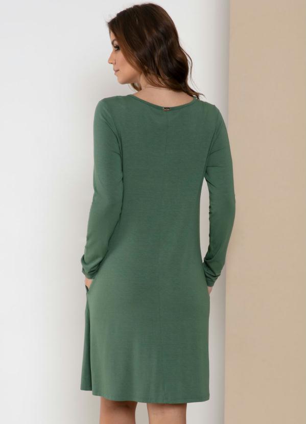 Quintess - Vestido com Mangas Longas e Bolsos Verde 2