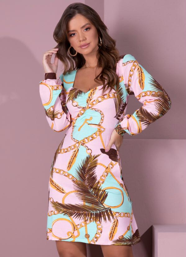 Quintess - Vestido Correntes com Franzidos no Busto