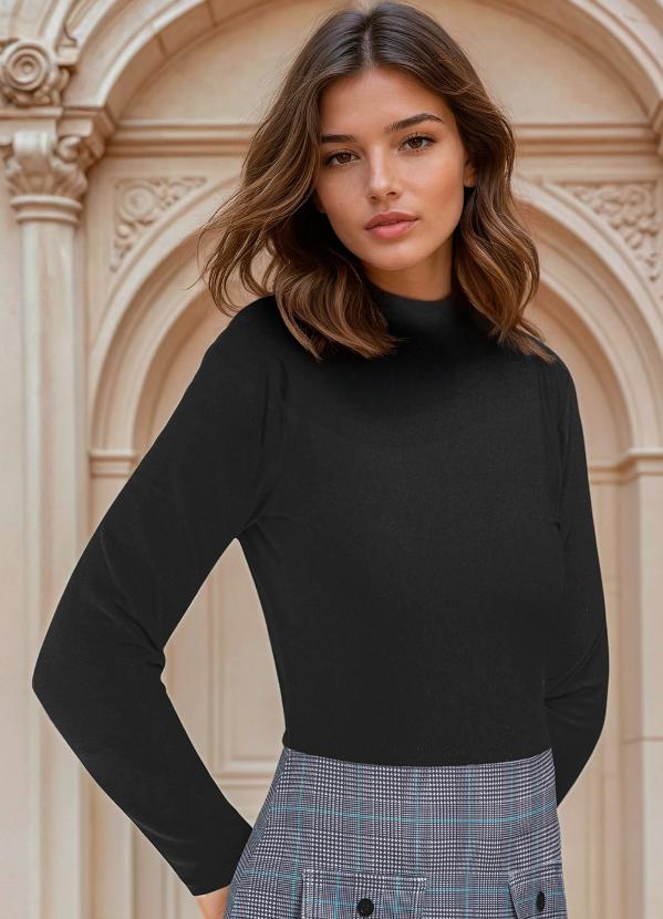 bonprix - Vestido Crepe Preto e Xadrez