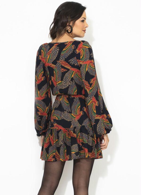 Farm - Vestido Curto Arara Ancestrais Preto 2