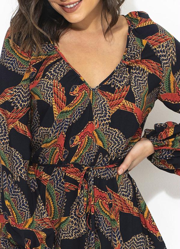 Farm - Vestido Curto Arara Ancestrais Preto 6