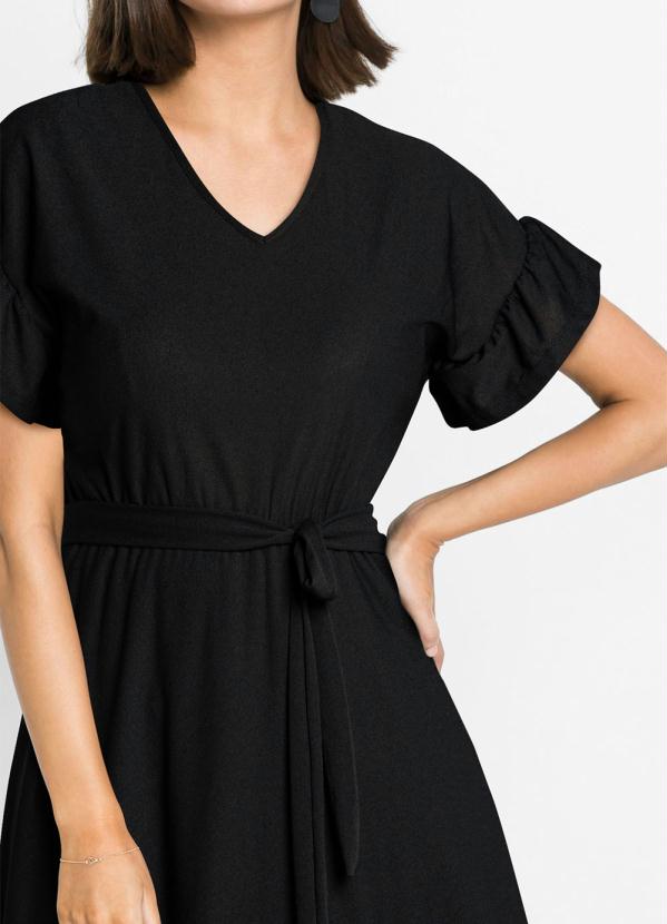 bonprix - Vestido Curto com Babado Preto 3