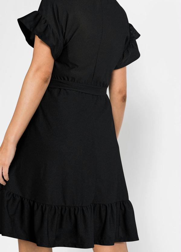 bonprix - Vestido Curto com Babado Preto 4