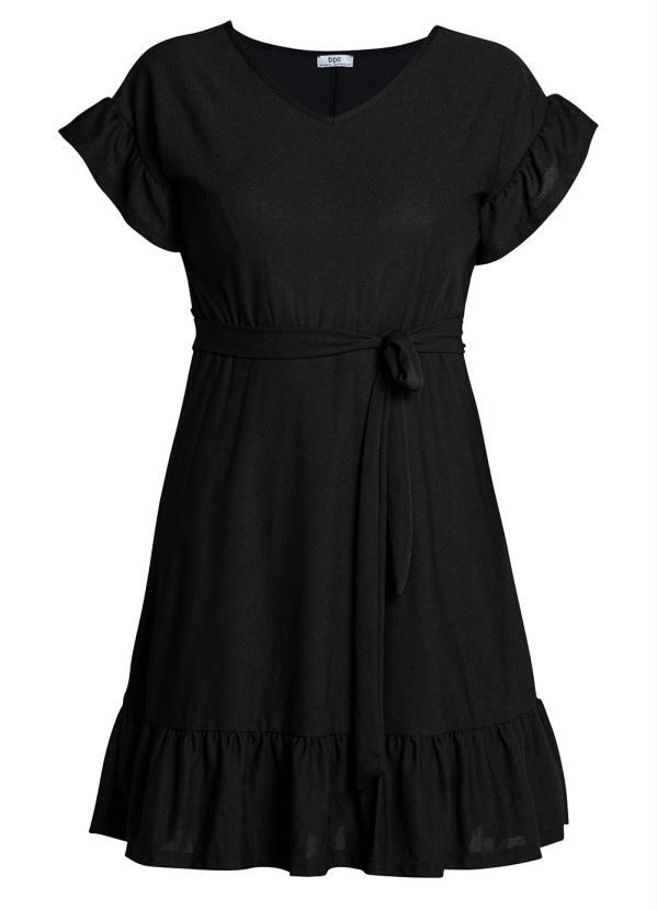 bonprix - Vestido Curto com Babado Preto 7