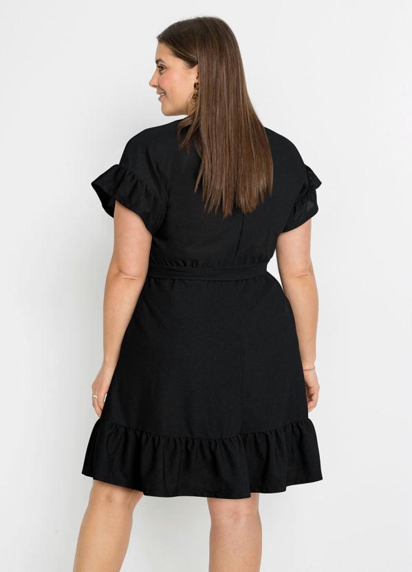 bonprix - Vestido Curto com Babado Preto 9