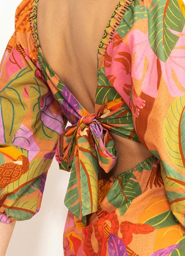 Farm - Vestido Curto de Tricoline Natureza Surreal Amarelo 7