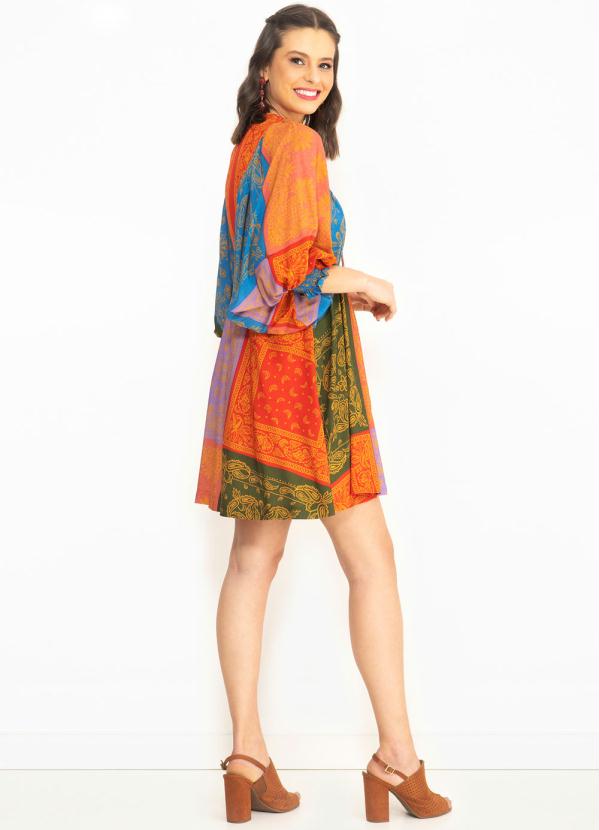 Farm - Vestido Curto de Viscose Sonho de Bandana Vermelho 4