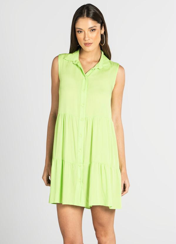 Miss Peck - Vestido Curto de Viscose Verde Lima
