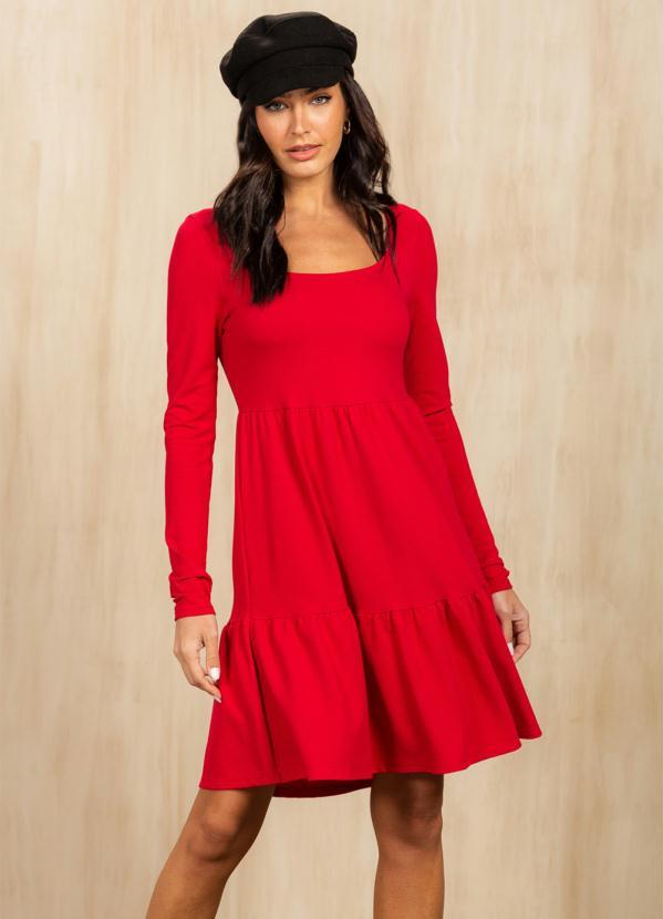 Briard - Vestido Curto em Malha Favinho Carmim