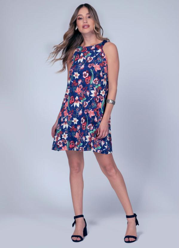 Quintess - Vestido Curto Floral/Azul Soltinho 3