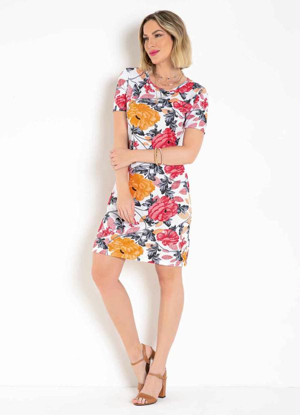 Queima Estoque - Vestido Curto Floral Branco com Mangas 3