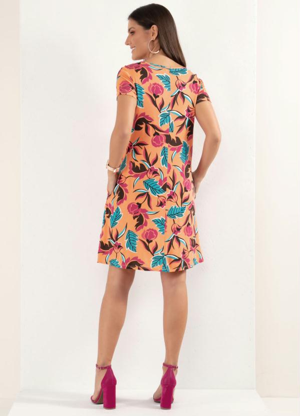 Quintess - Vestido Curto Floral Laranja com Bolsos 4